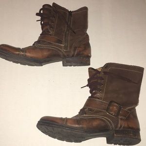 Steve Madden Leather and Suede Brown Combat Boots